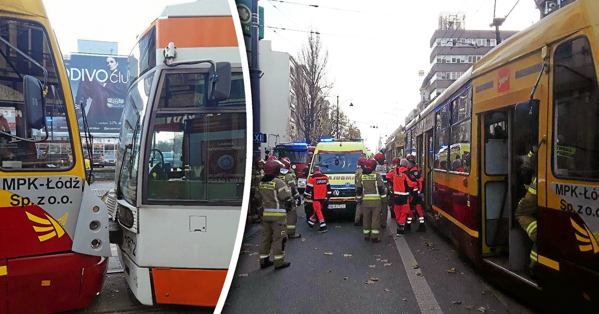 Tramwaje zderzyły się w centrum Łodzi. "Życie żadnej z osób nie jest zagrożone"