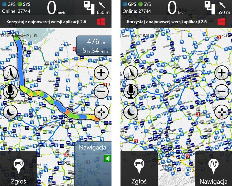 Jak prowadzi Yanosik z Windows