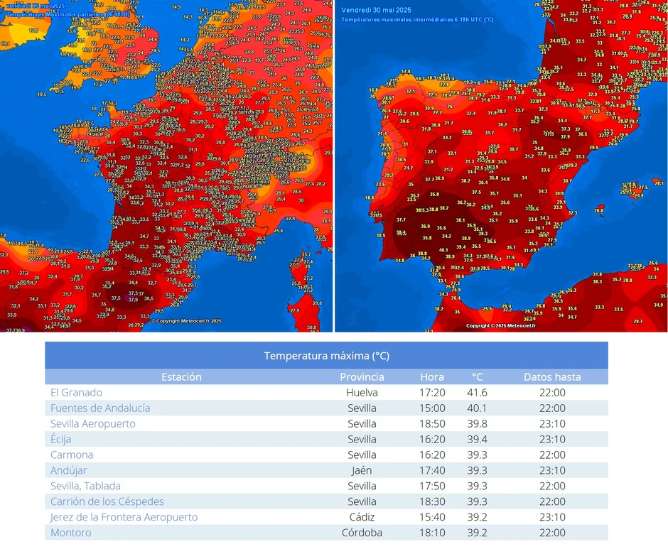 Mapa temperatura u Španiji