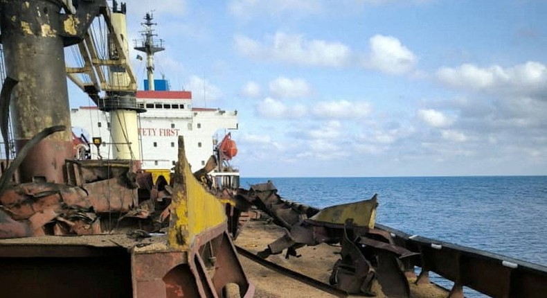 The MV Aya was damaged in the strike, but managed to reach safe waters.Social media via Reuters