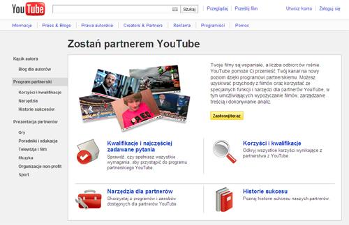 Działa już polska strona Programu Partnerskiego YouTube. Można na niej znaleźć wszystkie niezbędne informacje na jego temat oraz historie sukcesów twórców wideo-amatorów, którzy zarabiają dzięki serwisowi 