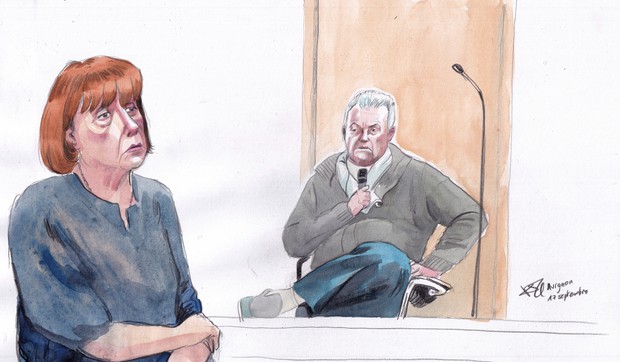 Žizel i Dominik Peliko na skici sa suđenja u Avinjonu 17. septembra