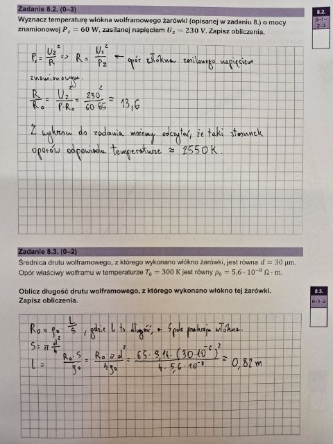 Matura 2023 - fizyka rozszerzona — rozwiązanie zad. 8.2 i 8.3