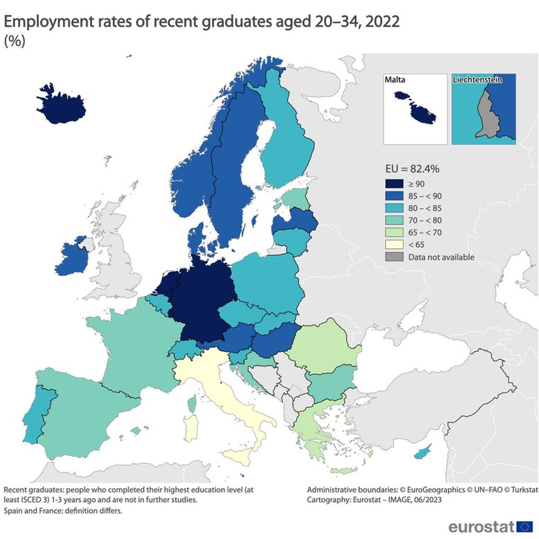 Wskaźniki zatrudnienia świeżo upieczonych absolwentów [MAPA]