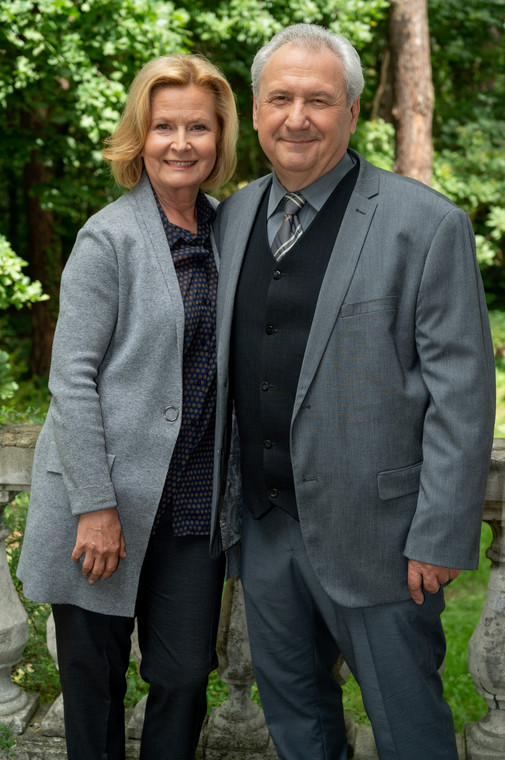 Barbara Bursztynowicz i Andrzej Grabarczyk na planie "Klanu"