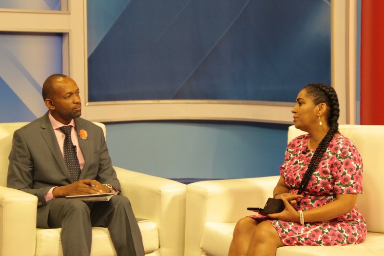 Nairobi Woman Rep Esther Passaris with KTN's Mike Gitonga during an interview (Twitter) 