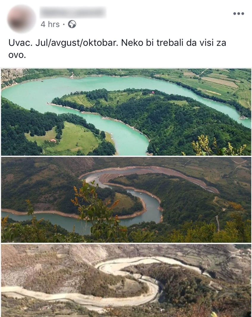 Slika se mahom deli kao Uvac, ali je na ovoj slici zapravo Zavojsko jezero