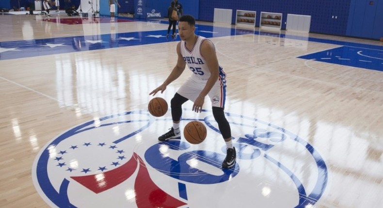 Ben Simmons of the Philadelphia 76ers just days before fracturing his foot in a training scrimmage