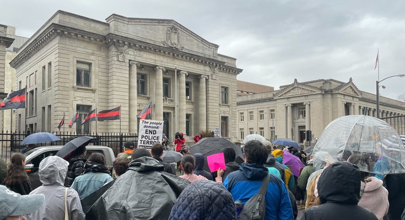 People in Memphis gather on January 28, 2023, to protest the death of Tyre Nichols, who was fatally beaten by police officers.Haven Orecchio-Egresitz/Insider