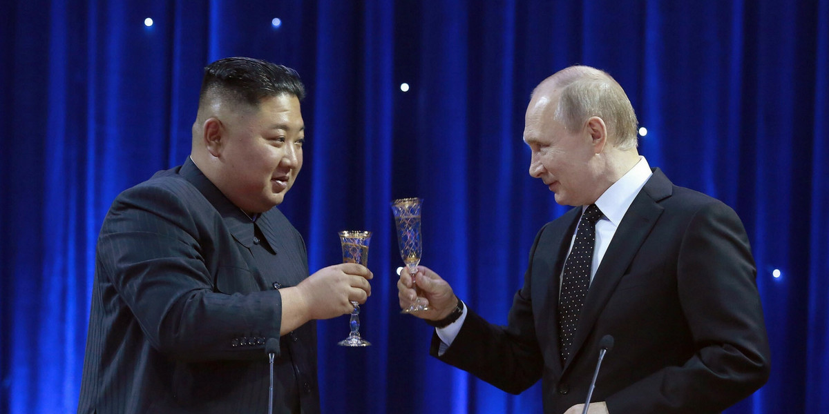 Spotkanie przywódcy Korei Północnej Kim Dzong Una i prezydenta Rosji Władimira Putina w 2019 r.