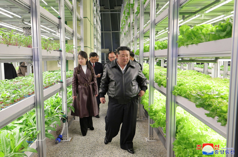 Kim Dzong Un na otwarciu farmy szklarniowej