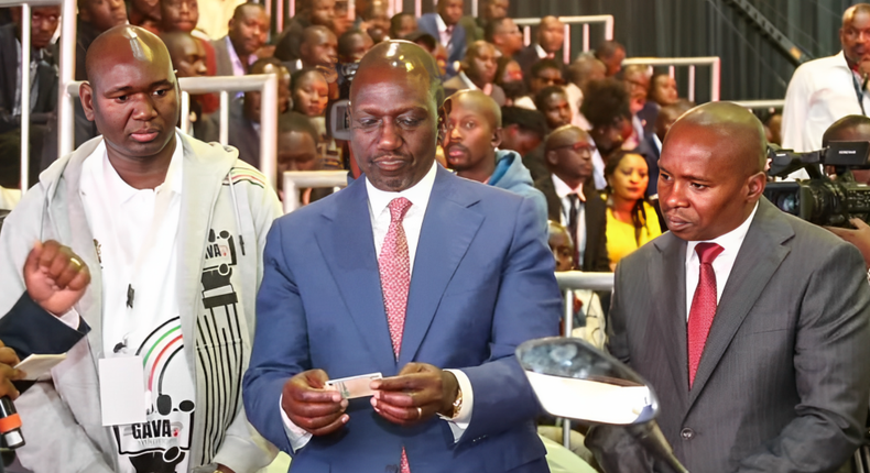 President William Ruto, Interior CS Kithure Kindiki & Immigration & Citizen Services PS Juilus Bitok during the launch of 5,000 digitized government services at KICC on June 30, 2023