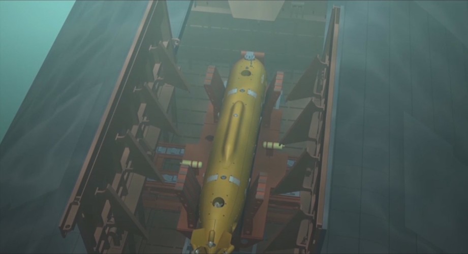 Ujęcie klatki pobrane z materiałów wideo z oficjalnej strony rosyjskiego prezydenta kremlin.ru - bezzałogową łódź podwodna z innowacyjnym silnikiem jądrowym wystrzelona z łodzi podwodnej