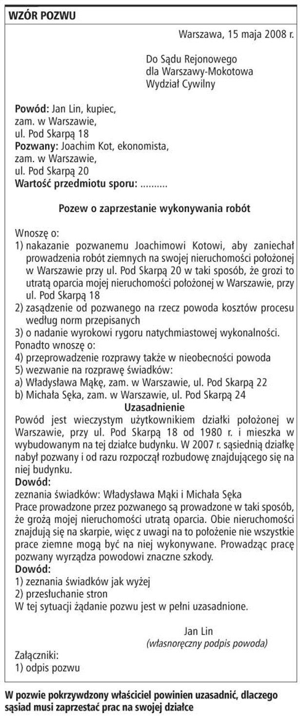 Wzór pozwu