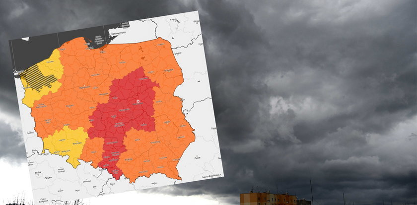 Pogodowy armagedon w centralnej Polsce. IMGW wydało ostrzeżenia trzeciego stopnia przed burzami i ulewami