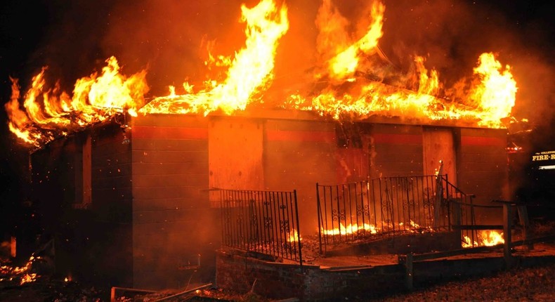 Illustrative photo: Mrs Moyo Jide and her four grand children burn to death in a fire outbreak. (Youtube/Travelers TV)