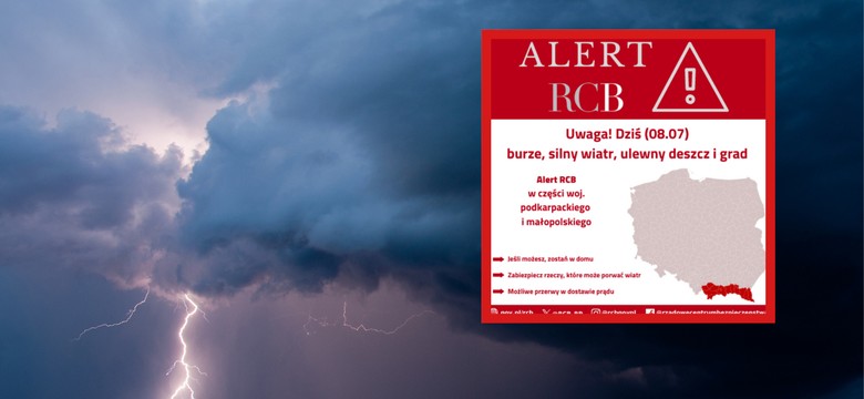 Alert RCB dla dwóch regionów. Groźne burze, ulewy i grad