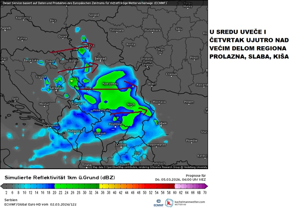 Čubrilo je najavio prolaznu i slabu kišu