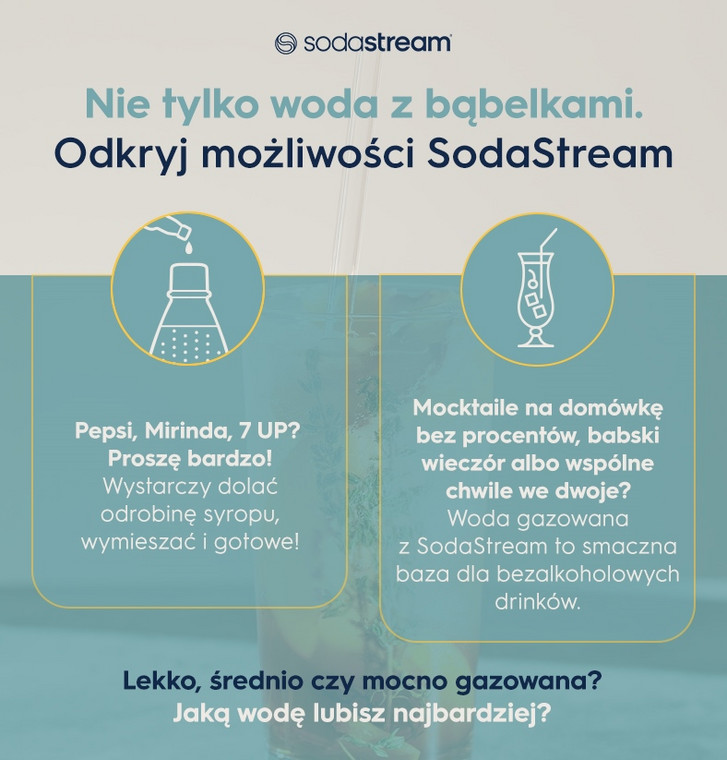 Nie tylko woda z bąbelkami. Odkryj możliwości SodaStream - infografika.