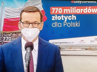 Konferencja prasowa premiera Mateusza Morawieckiego ws. środków europejskich, w tym Funduszu Odbudowy, 27.04.2021