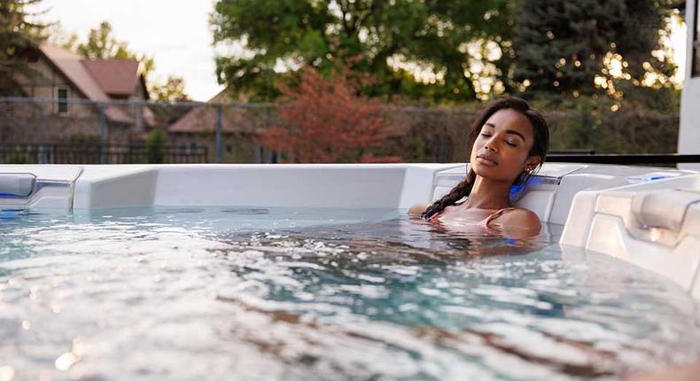 Woman in hot tub