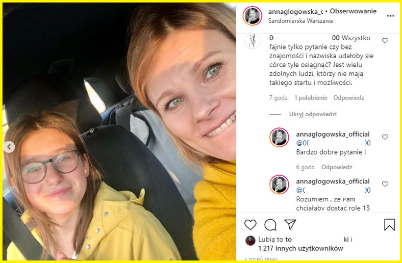 Anna Głogowska odpowiada na zaczepkę na Instagramie