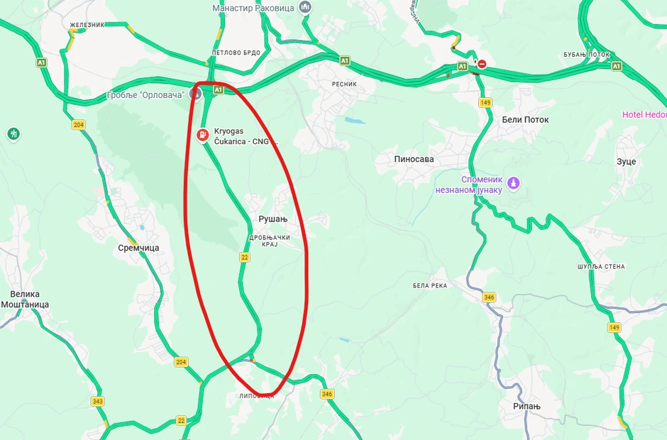 Primećen beli kombi iz pravca ripnja nealeko od benzinske stanice