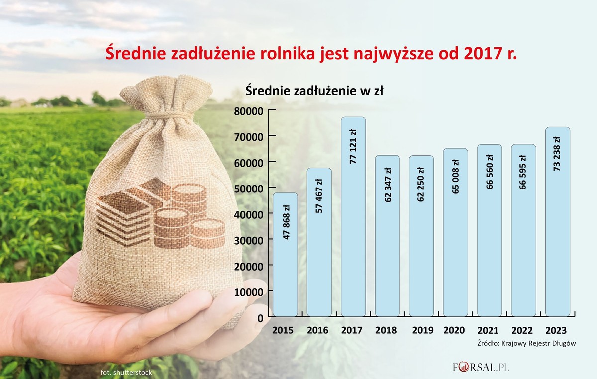 Największe długi rolnicy mają głównie wobec banków i instytucji finansowych (kredyty, leasingi, ubezpieczenia)