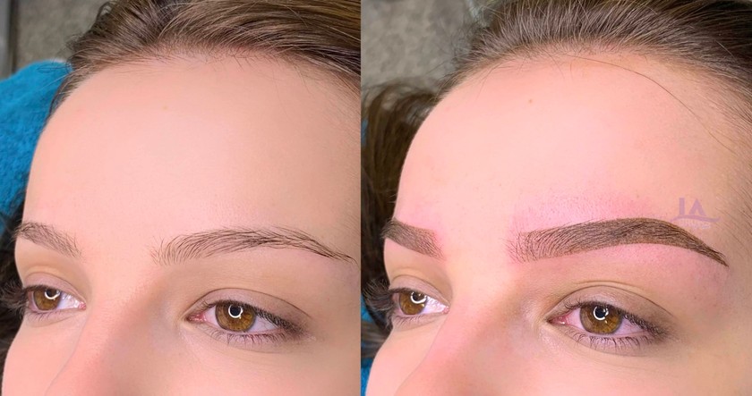 Bei der Powder-Brows-Technik entsteht ein natürlicher Verlauf, wobei die Brauen am Ende dunkler sind. 