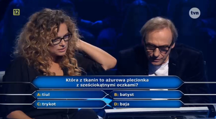Joanna Liszowska i Tomasz Sapryk w programie "Milionerzy"