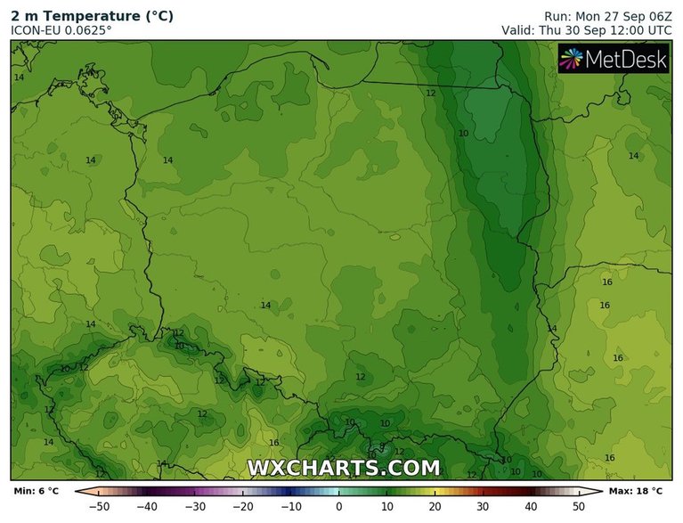 Po przejściu frontu, temperatura przejściowo spadnie