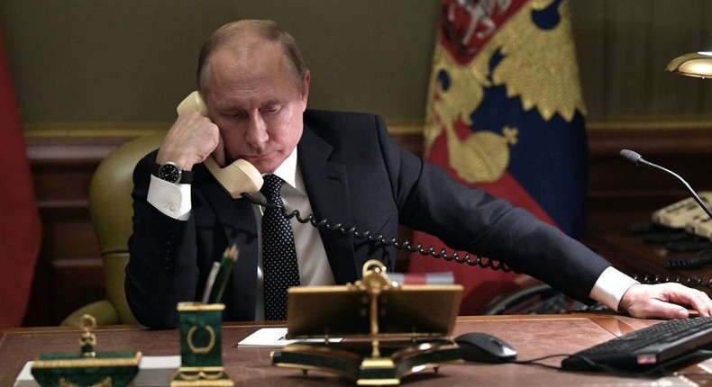 Russian President Vladimir Putin in his office in Saint Petersburg on December 15, 2018.ALEXEY NIKOLSKY/AFP via Getty Images