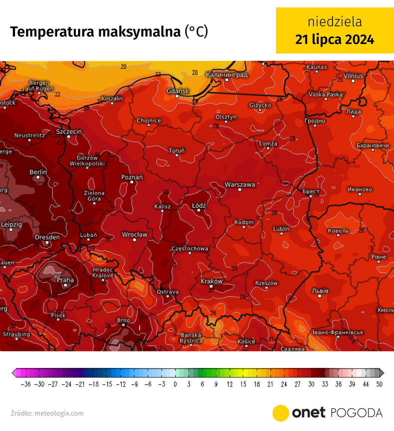 W niedzielę upał może się też pojawić na zachodzie