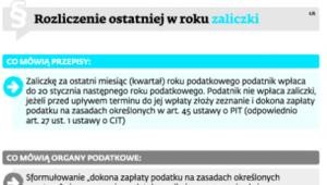 Rozliczenie ostatniej w roku zaliczki