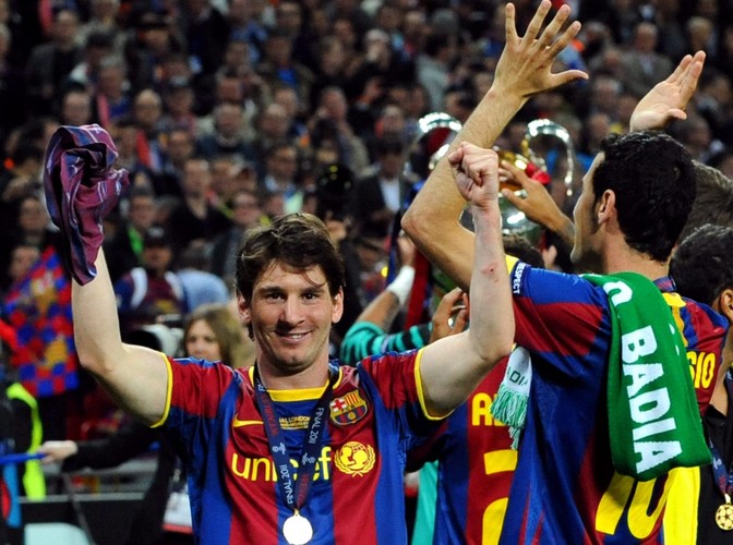 Radość piłkarzy Barcelony po wygraniu LM