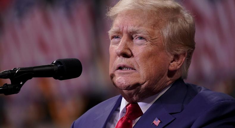 Former President Donald Trump speaks at a rally in Wilkes-Barre, Pa., Saturday, Sept. 3, 2022.Mary Altaffer/AP