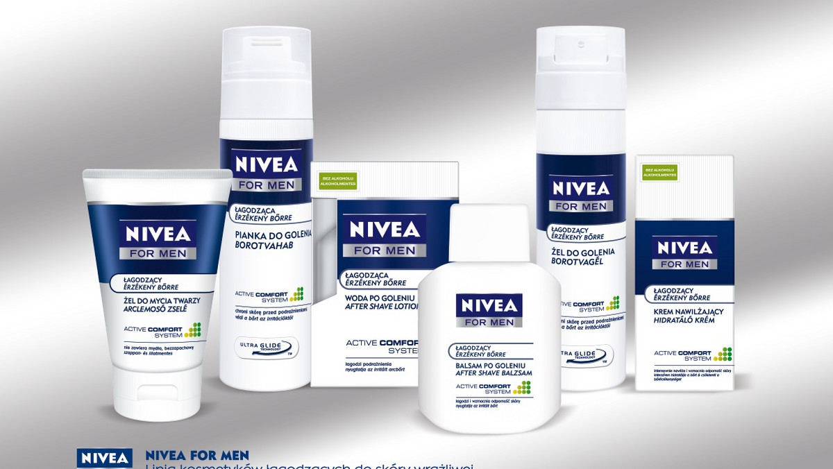 Nowe produkty NIVEA FOR MEN dla skóry wrażliwej, z wyższym poziomem substancji nawilżających, zostały wzbogacone dwoma składnikami pielęgnacyjnymi o silnym działaniu łagodzącym: czysty, naturalny rumianek oraz witamina E. Rumianek znany jest ze swoich własności przeciwzapalnych i antyseptycznych, natomiast witamina E wzmacnia funkcje skóry poprzez swoje działanie przeciwutleniające.