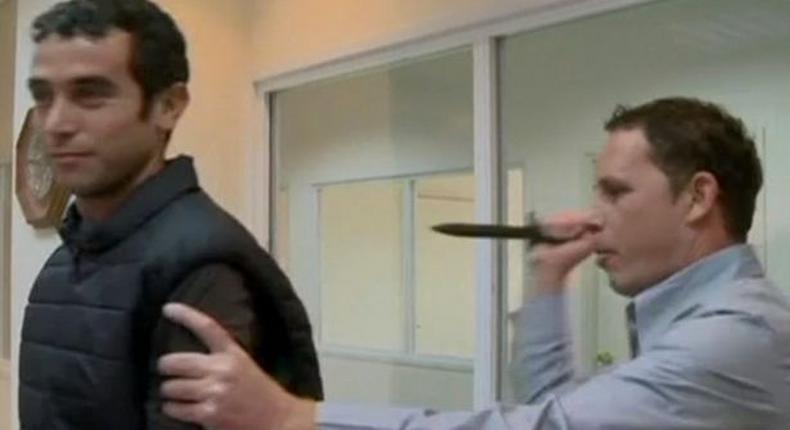 Reporter stabbed in the back after he volunteered to test a 'Knife-proof vest' 