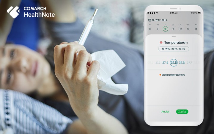 Mobilna aplikacja Comarch HealthNote pozwala na łatwe udostępnianie lekarzowi informacji zawartych w internetowej książeczce zdrowia