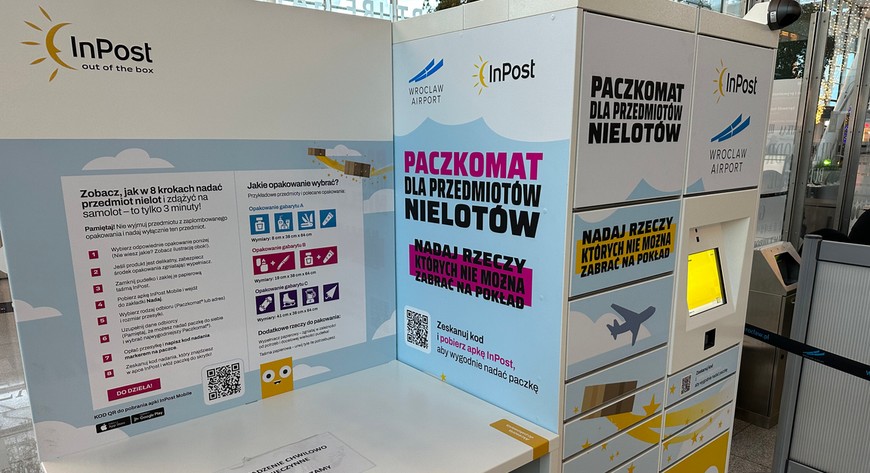 Tak wygląda paczkomat dla przedmiotów nielotów we wrocławskim porcie lotniczym.
