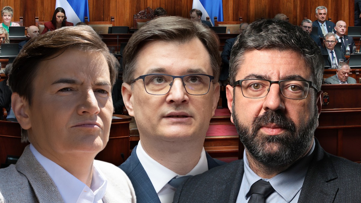 Ana Brnabić, Milenko Jovanov i Radomir Lazović 