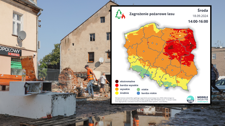 Skrajna pogoda w Polsce. Mamy jednocześnie ogromną powódź i suszę (mapa: IMGW)