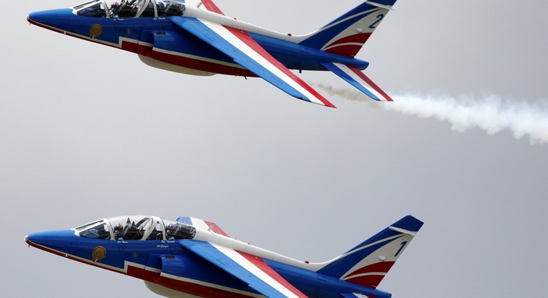 The Patrouille de France team rehearsed for the Paris Air show on June 16.