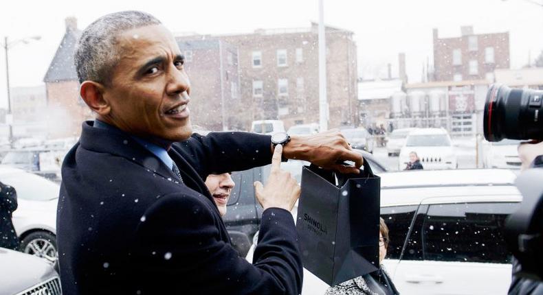 President Obama wearing Shinola watch