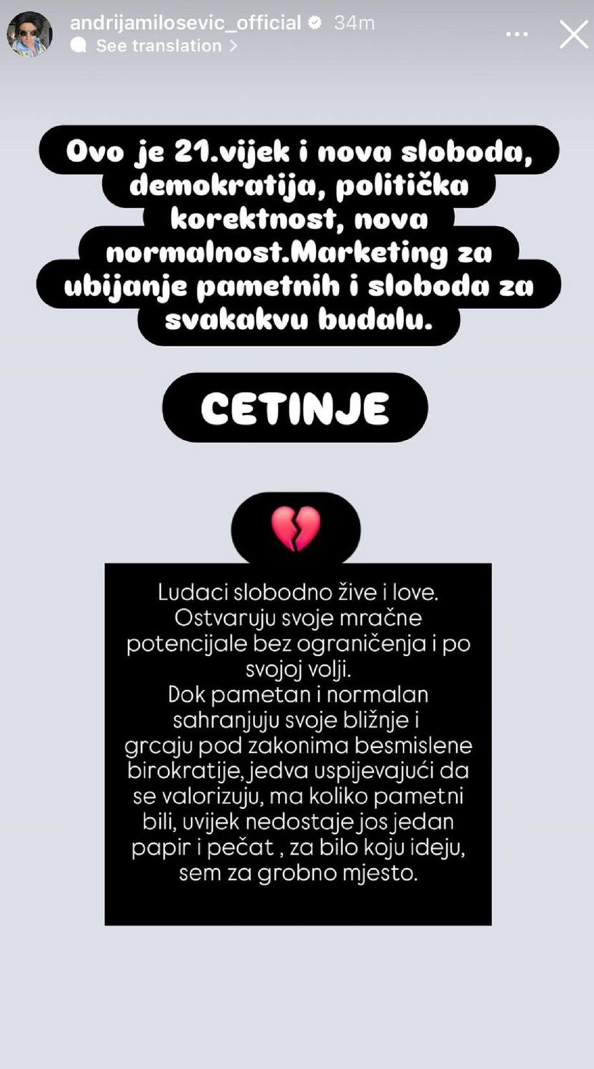 Andrija Milošević o nesreći na Cetinju