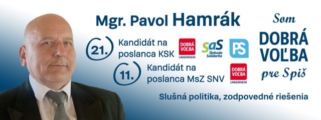 Pavol Hamrák kandiduje v komunálnych voľbách. 