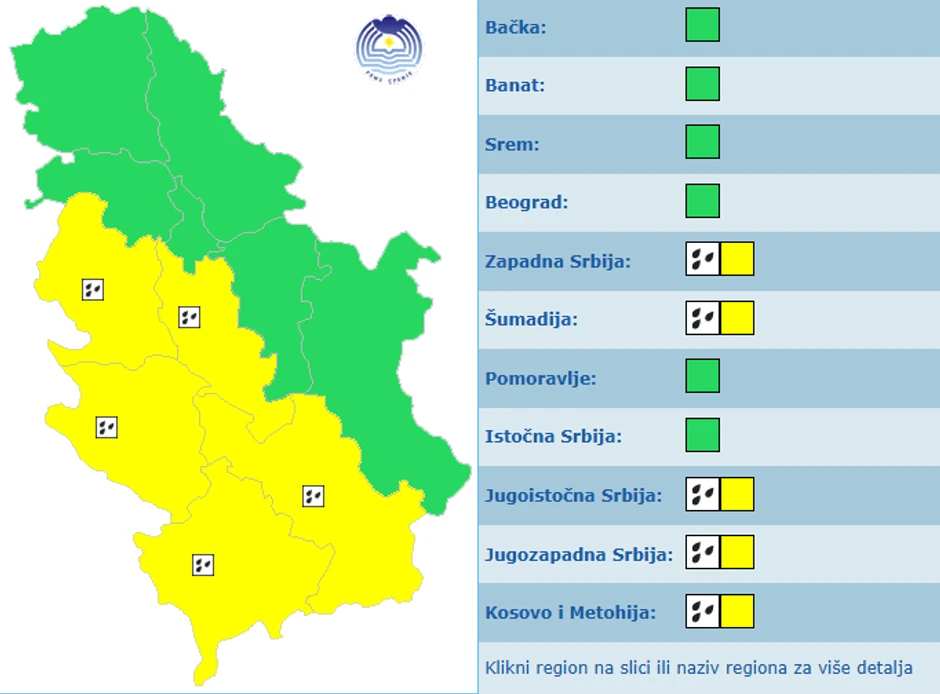 Meteoalarm RHMZ za petak