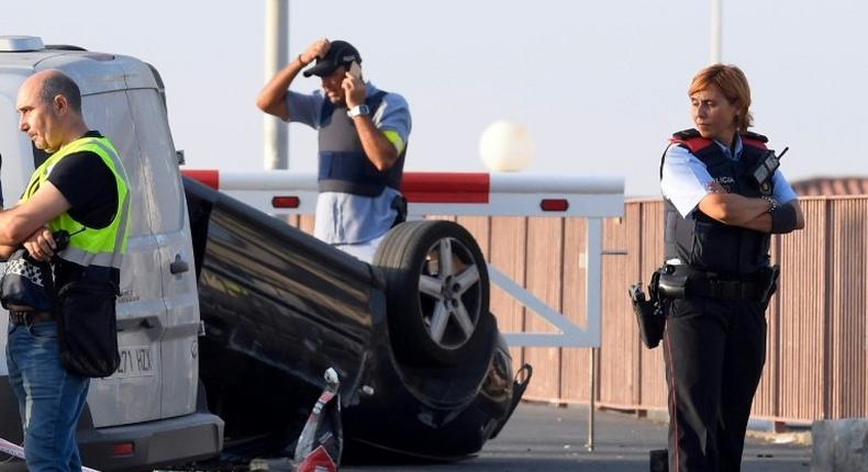 At least six civilians and a policeman were injured when the vehicle slammed into the crowd in Cambrils