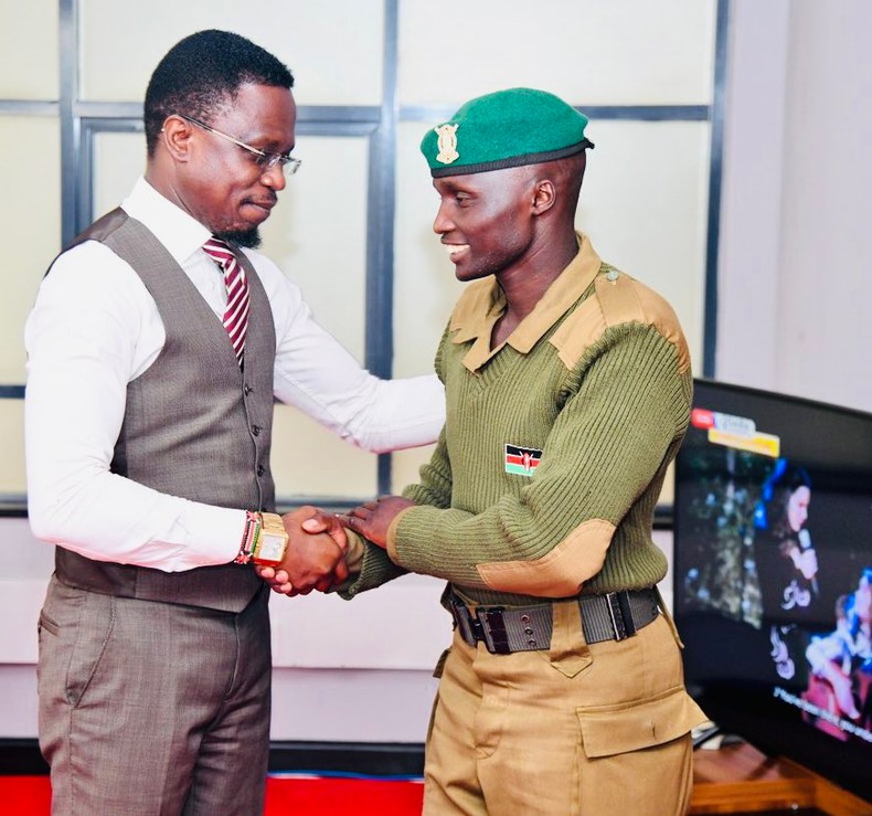 Sports CS Ababu Namwamba hosted Nation Youth Service officer Dickson Loyere in his office on Tuesday, November 8, 2022