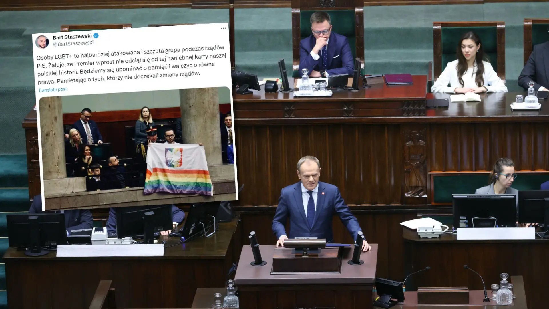 Tęczowa flaga w Sejmie. Zareagowała Straż Marszałkowska